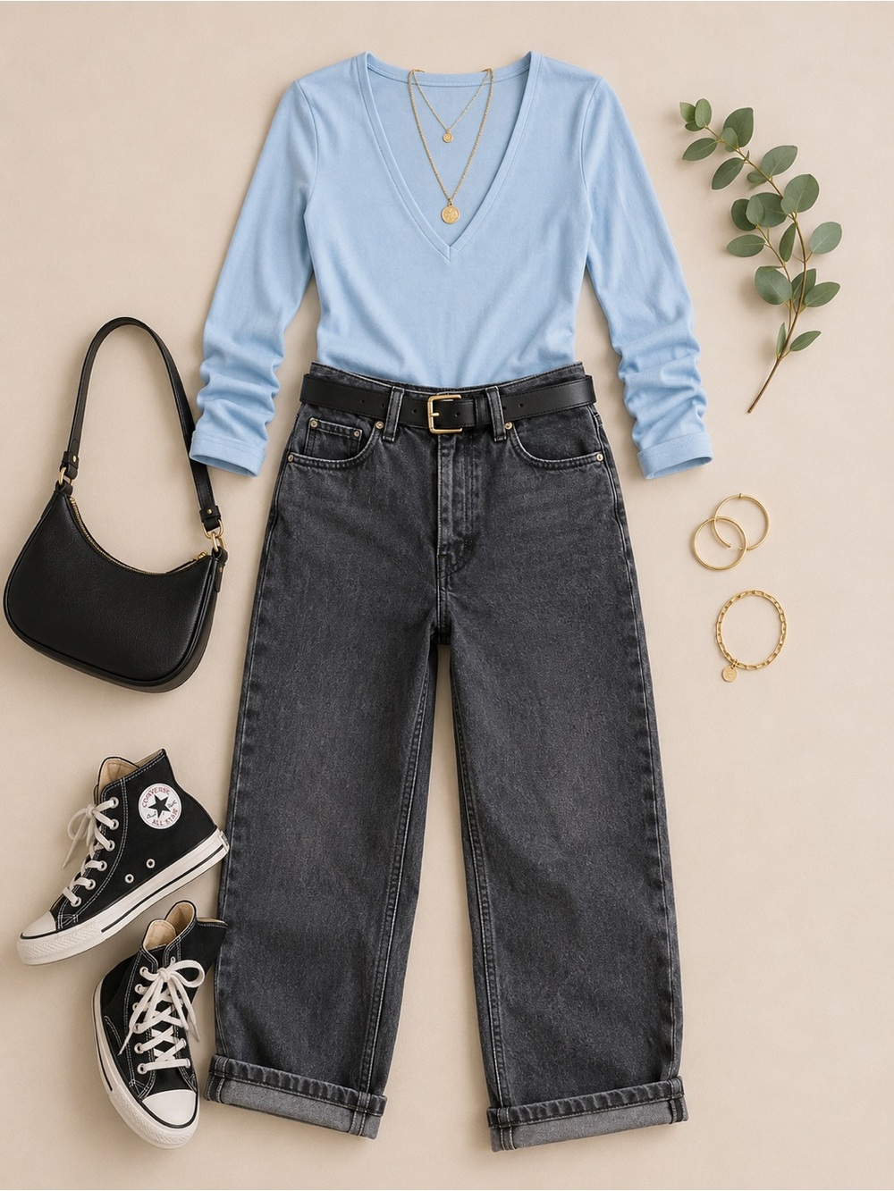 ABERCROMBIE & FITCH | The Dad High-Rise Asymmetrical Waist Jeans in Washed Black